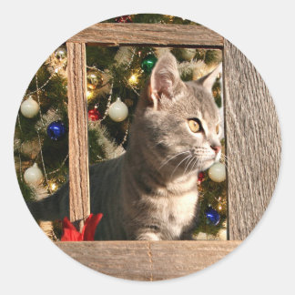 Uhr auf den Weihnachtsmann Runder Aufkleber