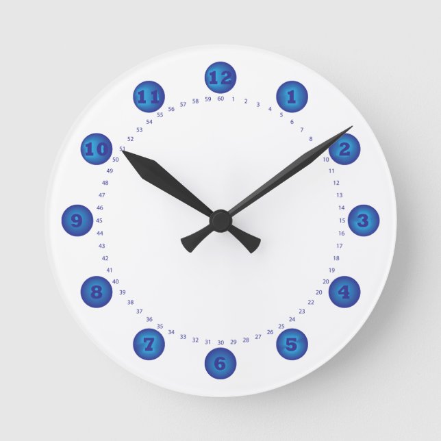 Uhr blauer Kreis mit Sekunden (Vorderseite)