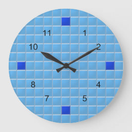 Uhr - Blaues Quadrat-Mosaik
