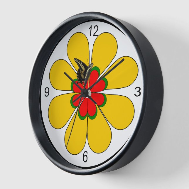Uhr - Blume Kunst mit Schmetterling (Winkel)