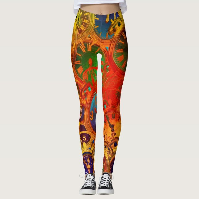 Uhr Collage Leggings (Vorderseite)