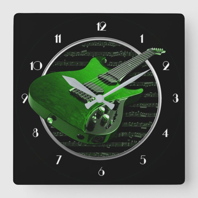 Uhr der grünen Gitarren-Uhr (Vorderseite)