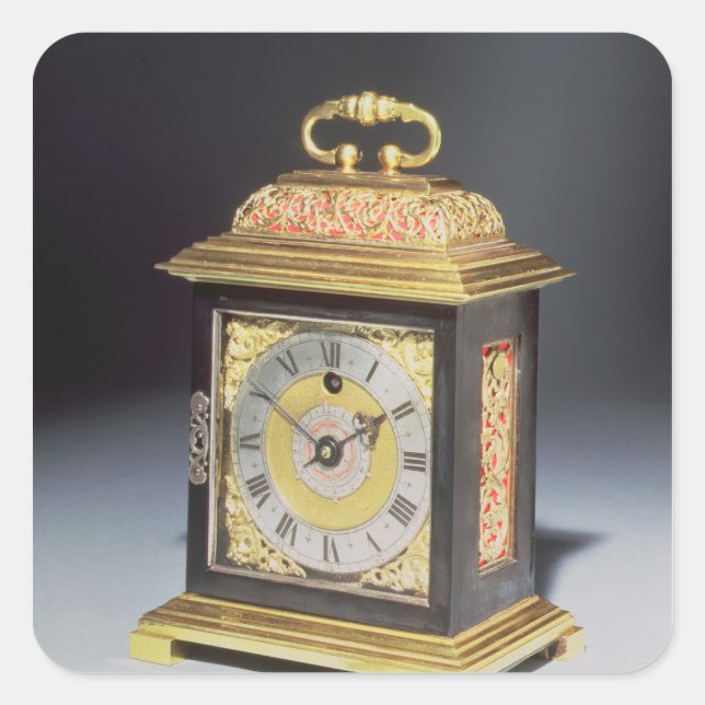 Uhr der Miniatur Quadratischer Aufkleber (Vorderseite)