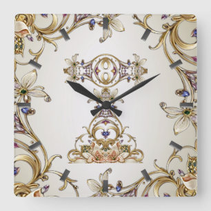 Uhr der weißen goldenen Wand