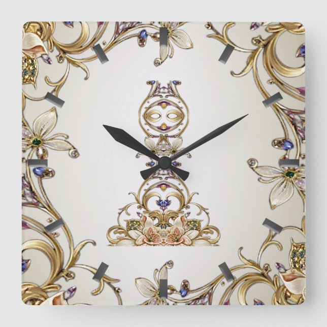Uhr der weißen goldenen Wand (Vorderseite)