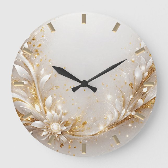 Uhr der weißen goldenen Wand (Vorderseite)