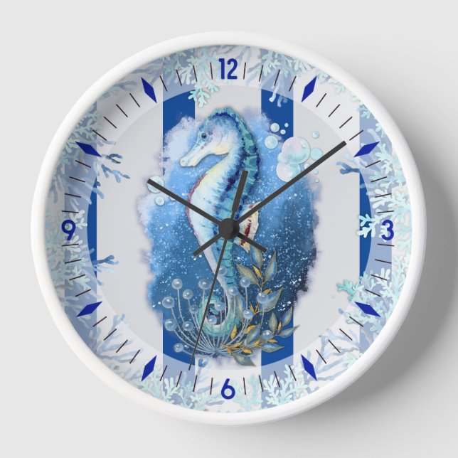Uhr des blauen Seepferds an der Küste (Vorderseite)