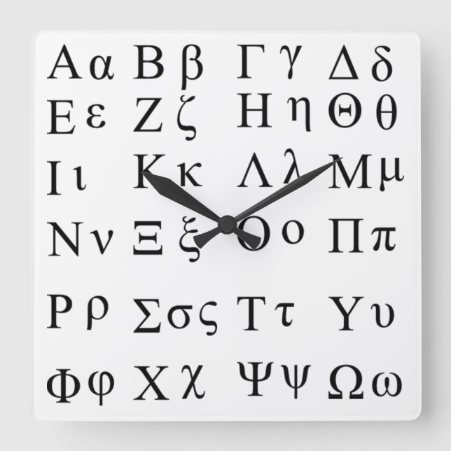 Uhr des griechischen Alphabetes (Vorderseite)