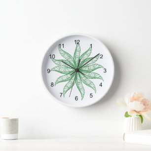 Uhr - Federblüte in Grün