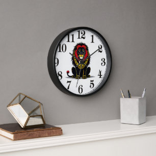 Uhr-Illustration mit auffälligem Löwen Uhr