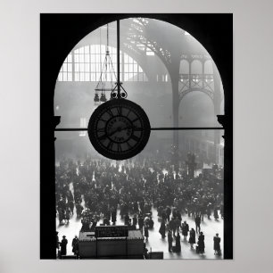 Uhr in der Station Pennsylvania. Poster