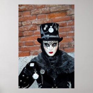 Uhr Karneval Kostüm, Venedig Poster