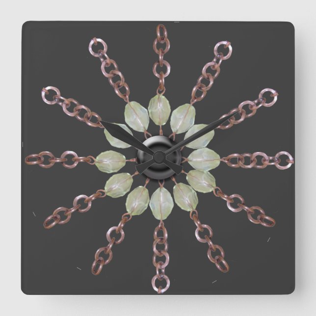 Uhr - kupferne Kette und Glasperlen (Vorderseite)