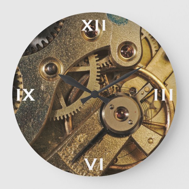 Uhr: Messinghörung. Überwachungsmechanismus Große Wanduhr (Vorderseite)