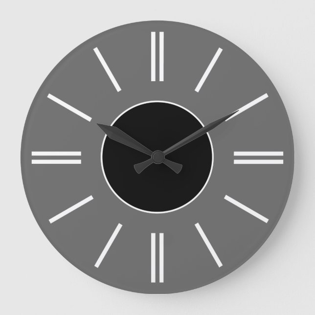 Uhr mit grauem Hintergrund und schwarzer Mitte und (Vorderseite)