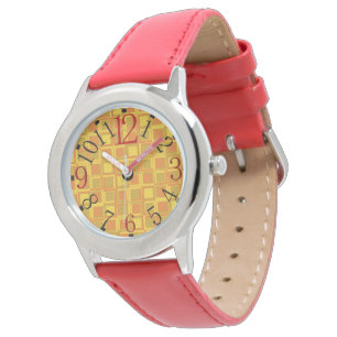 Uhr mit orangen Quadraten der 70er