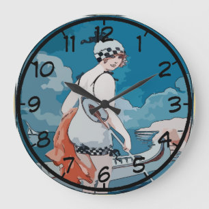 Uhr mit Vintage-Frau und Kanu