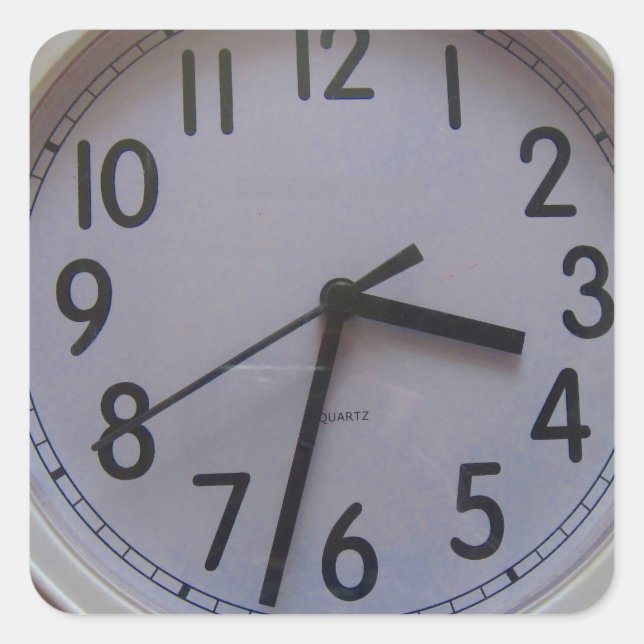 Uhr Quadratischer Aufkleber (Vorderseite)