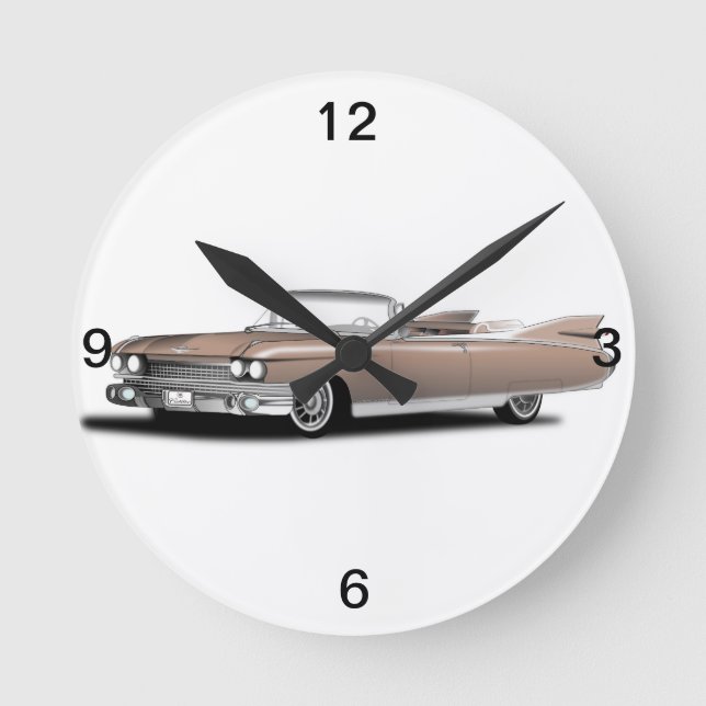 Uhr, Retro Auto, Cadillac Runde Wanduhr (Vorderseite)