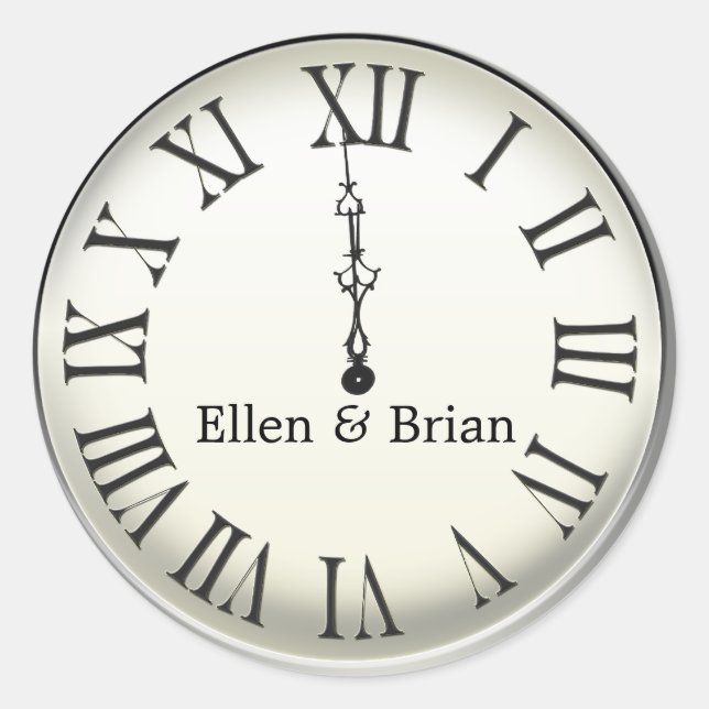 Uhr schlägt Mitternacht in Silvester Runder Aufkleber (Vorderseite)