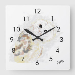 Uhr: Schüssel mit Weisheit Quadratische Wanduhr