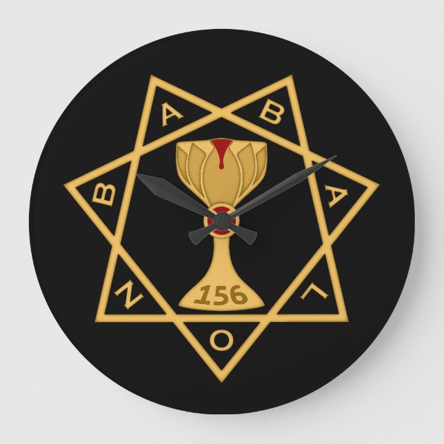 Uhr, Stern des Babalon Gold Logos, schwarzer Hinte Große Wanduhr (Vorderseite)
