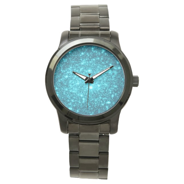 Uhr: Türkisblaue Sterne Armbanduhr (Vorderseite)