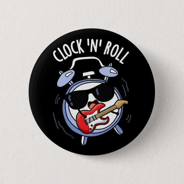 Uhr und Roll Funny Rock Puck Dark BG Button (Vorderseite)