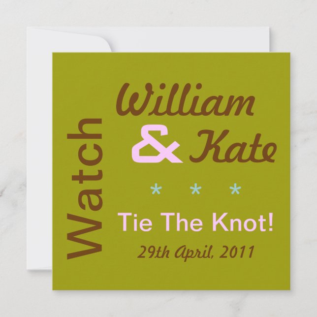 Uhr William u. Kate Krawatte die Knoten-Einladung Einladung (Vorderseite)