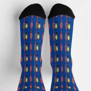 Uhren auf Deep Blue Socken