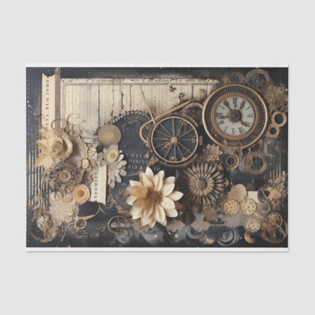 Uhren, Gänge, Blume und Ephemera Seidenpapier (Vorderseite)