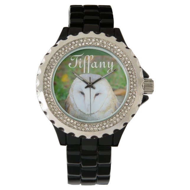 Uhren mit personalisiertem Namen "White Owl" (Vorderseite)