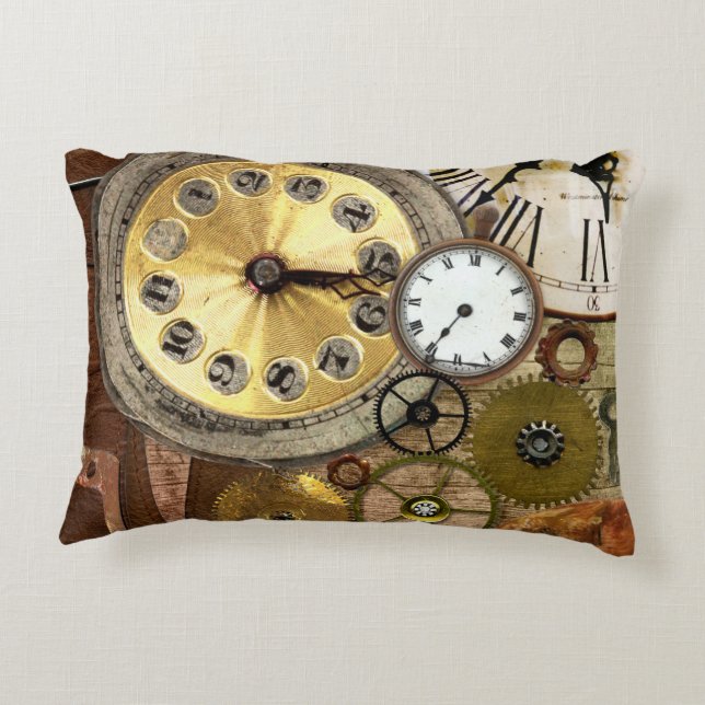 Uhren rostige alte Steampunk Kunst Dekokissen (Rückseite)