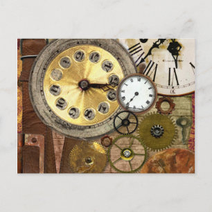 Uhren Rostige alte Steampunk-Kunst Postkarte