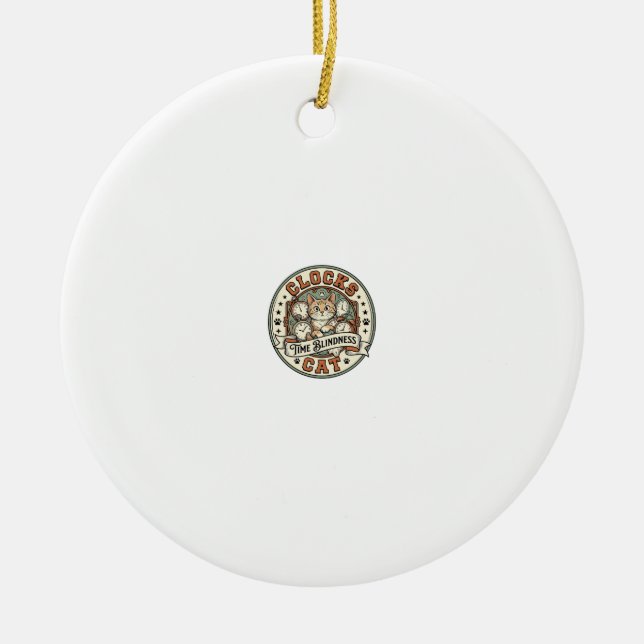 Uhren Zeit Blindheit Katze Uhren Zeit Blindheit Ka Keramik Ornament (Vorne)