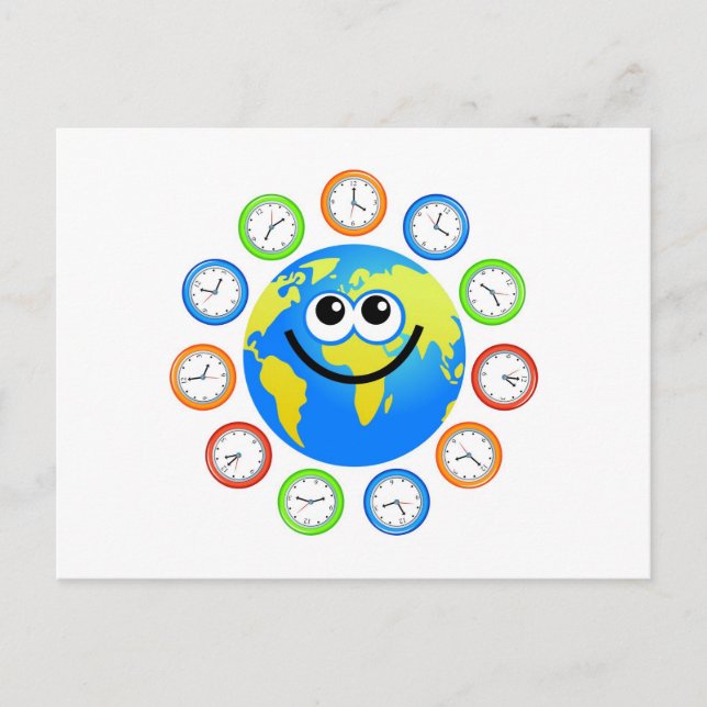 Uhrenglobe Postkarte (Vorderseite)