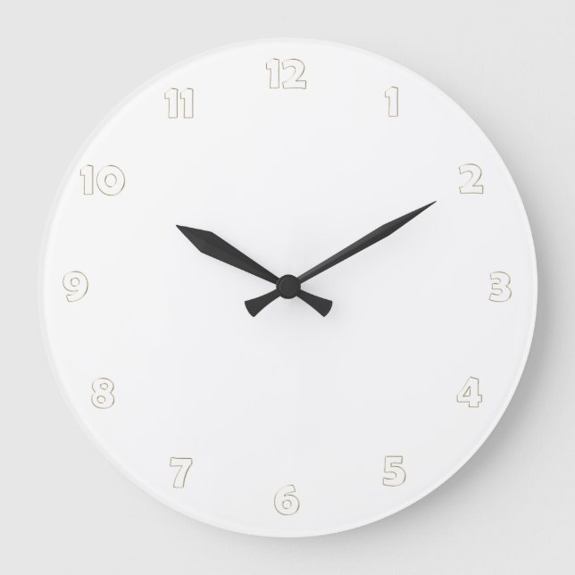 Uhrenspitzennummern - Kontur aus Weißgold Große Wanduhr (Vorderseite)