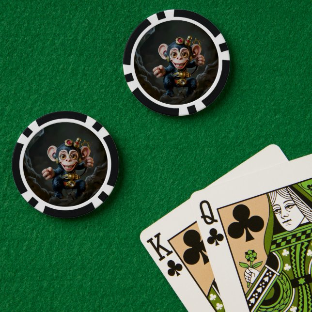 Uhrwerk-Höhlenhüter – Der flüsternde Affe  Pokerchips (Pokertisch (doppelt))