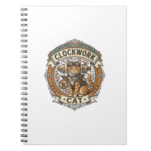 Uhrwerk Katze Steampunk Vintage Vektor Kunst Shi Notizblock