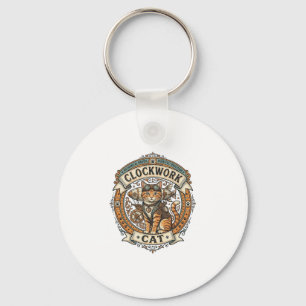 Uhrwerk-Katze Steampunk Vintage Vektor Kunst Shi Schlüsselanhänger