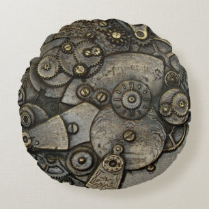 Uhrwerk-Mechanismus im Vintage-Stil Rundes Kissen