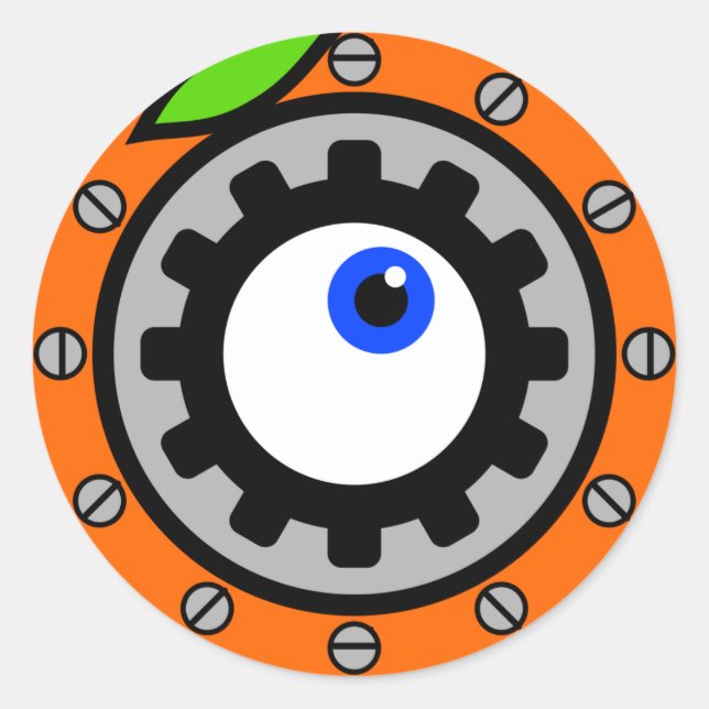 Uhrwerk Orange Runder Aufkleber (Vorderseite)