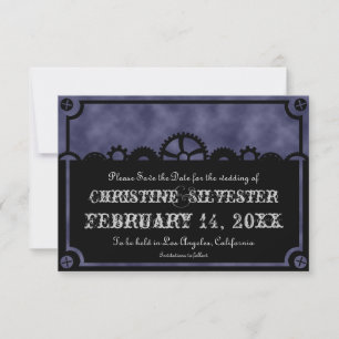 Uhrwerk-Silhouette, 3,5"x5" Save-the-Date-Karte Save The Date