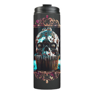 Uhrwerk-Totenkopf-Cupcake Thermosbecher