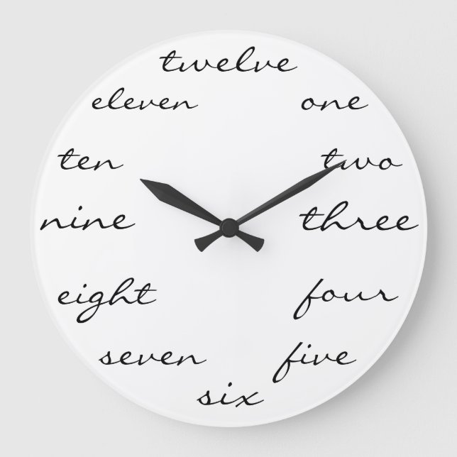 Uhrwörter der Zeit Große Wanduhr (Vorderseite)