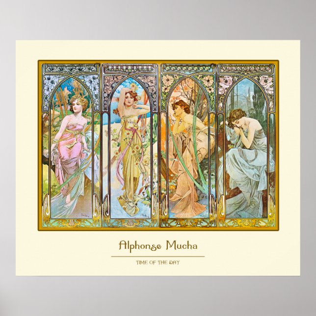 Uhrzeit, Alphonse Mucha Poster (Vorne)