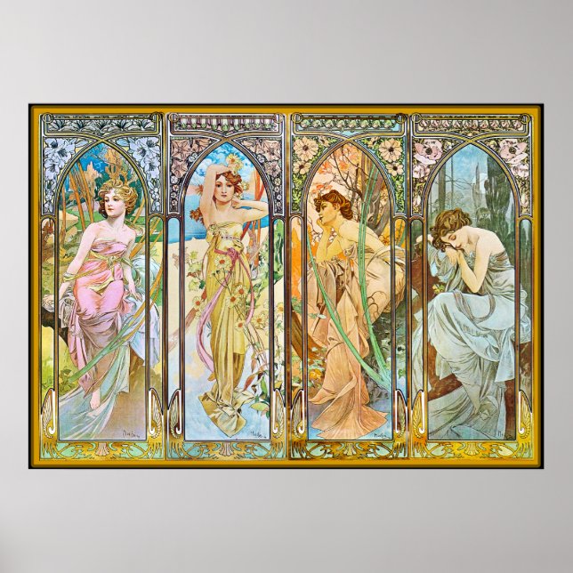 Uhrzeit, Alphonse Mucha Poster (Vorne)