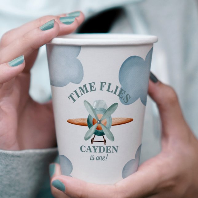 Uhrzeit Fliegt Flugzeug zum Geburtstag Pappbecher (Von Creator hochgeladen)
