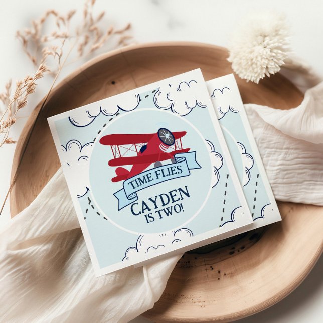 Uhrzeit Fliegt Flugzeug zum Geburtstag Serviette (Von Creator hochgeladen)