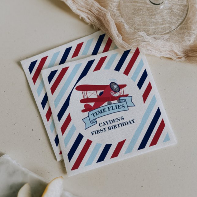 Uhrzeit Fliegt Flugzeug zum Geburtstag Serviette (Von Creator hochgeladen)